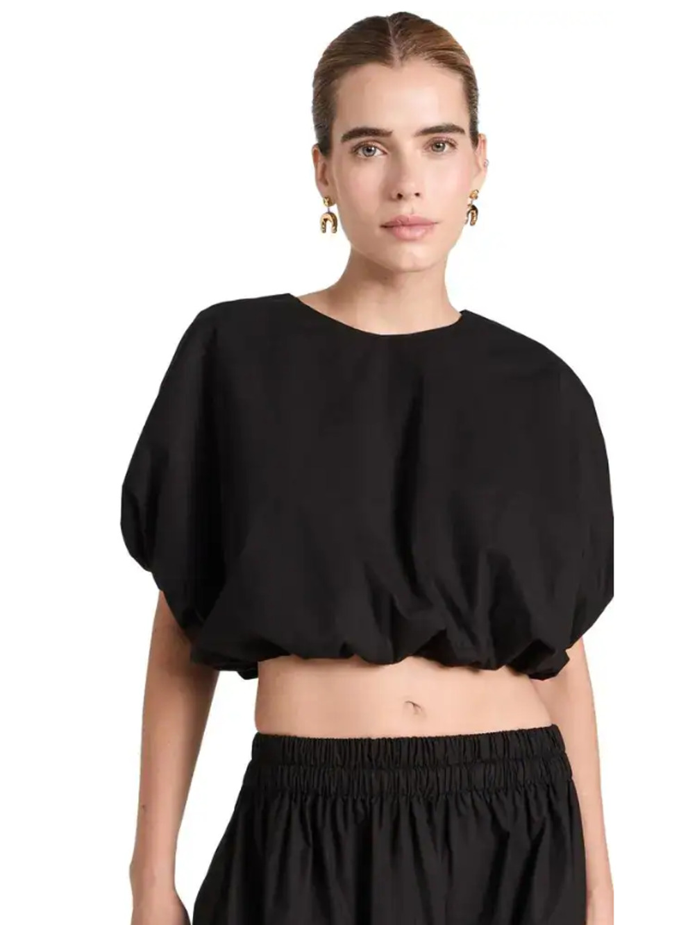 NWT MIKOH Opihi Bubble Sleeve Crop Top Sz 1 XS/S 100% Cotton Parisian Feminine